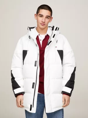 Parka puffer oversized com blocos de cores