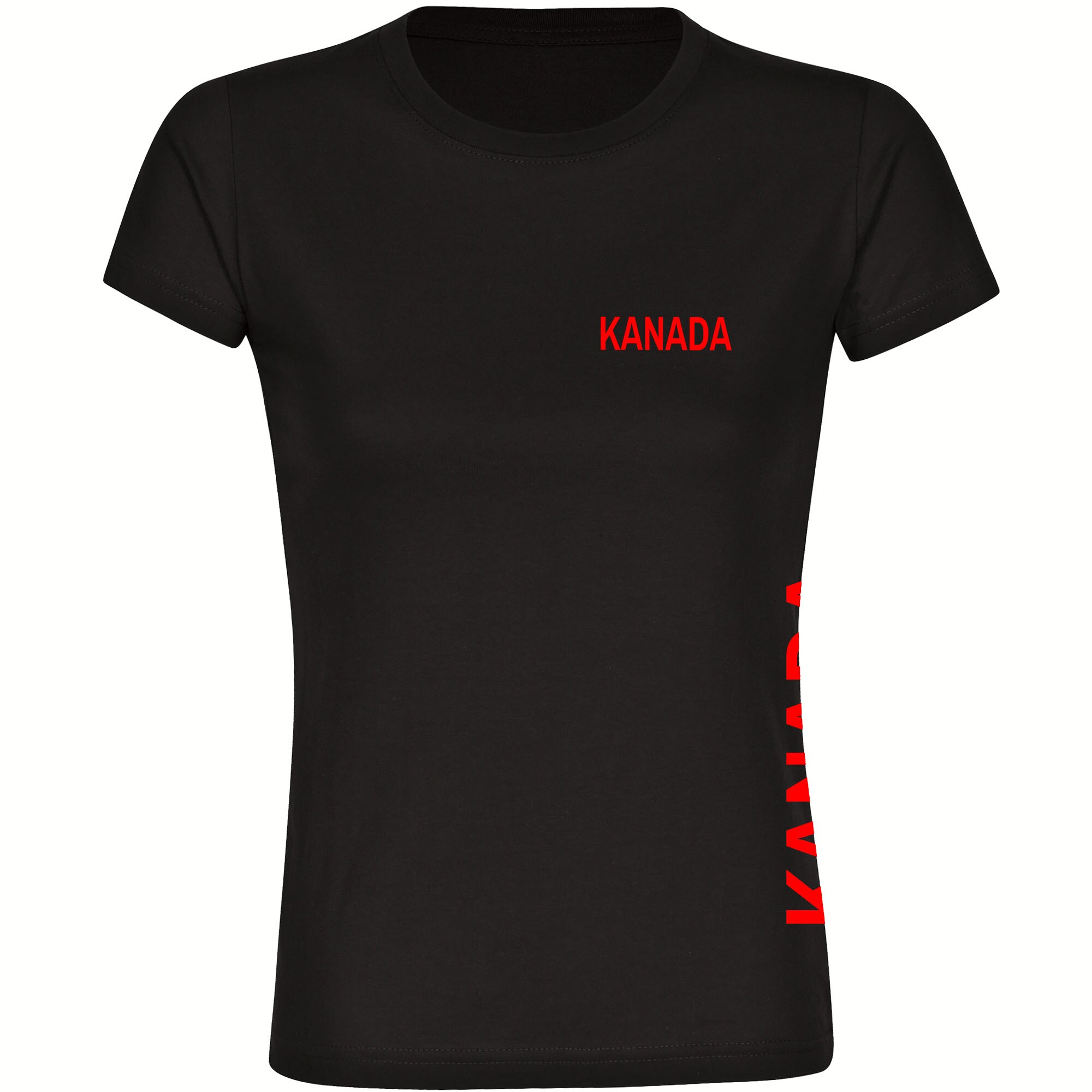 multifanshop® Damen T-Shirt - Kanada - Brust & Seite - Druck rot