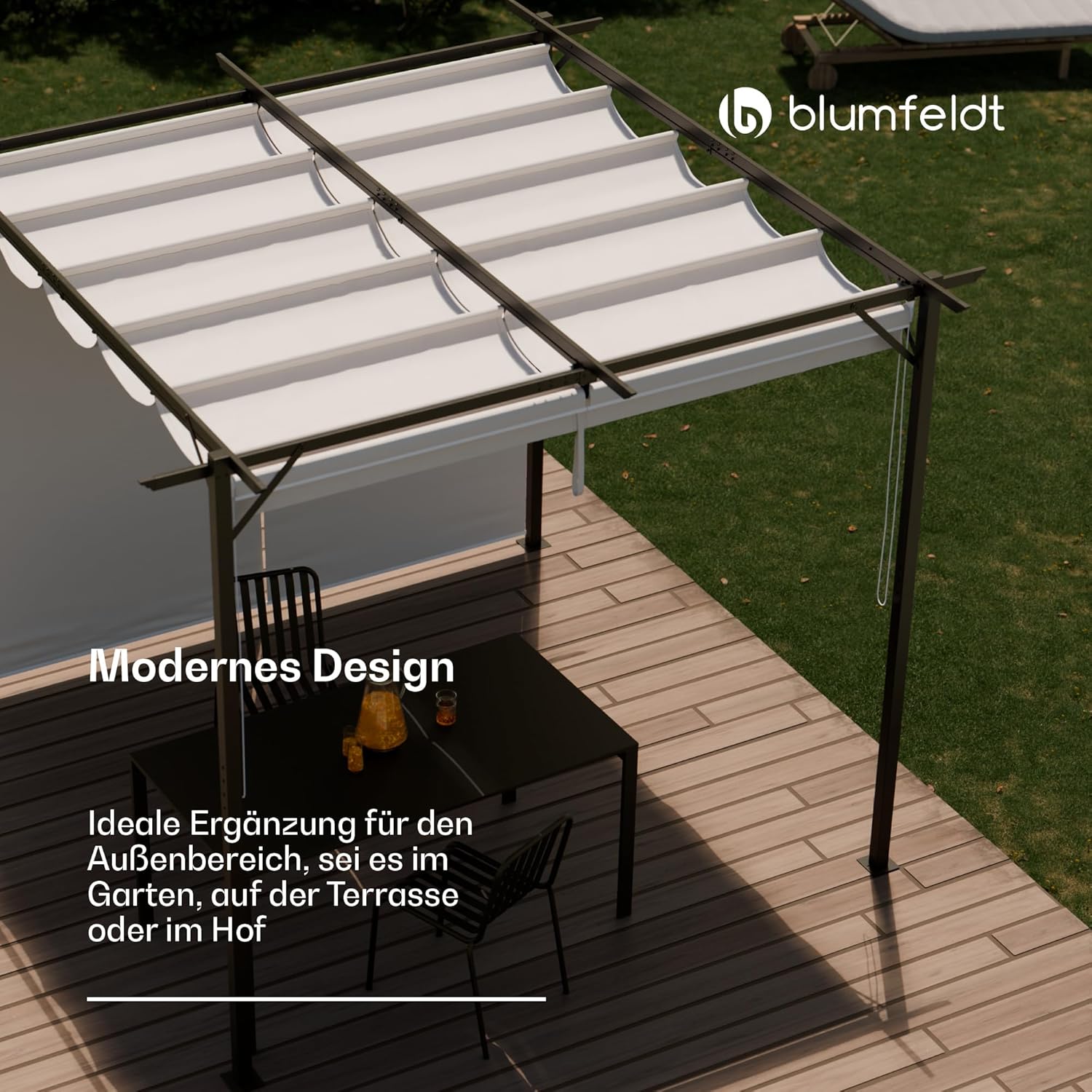 blumfeldt Pavillon 3x3, Wasserdicht Stabil Winterfest, Pulverbeschichteter Stahlrahmen, Wetterfestes Polyesterdach, Seitliche Jalousien, Einfache Montage, Ganzjährig Nutzbar