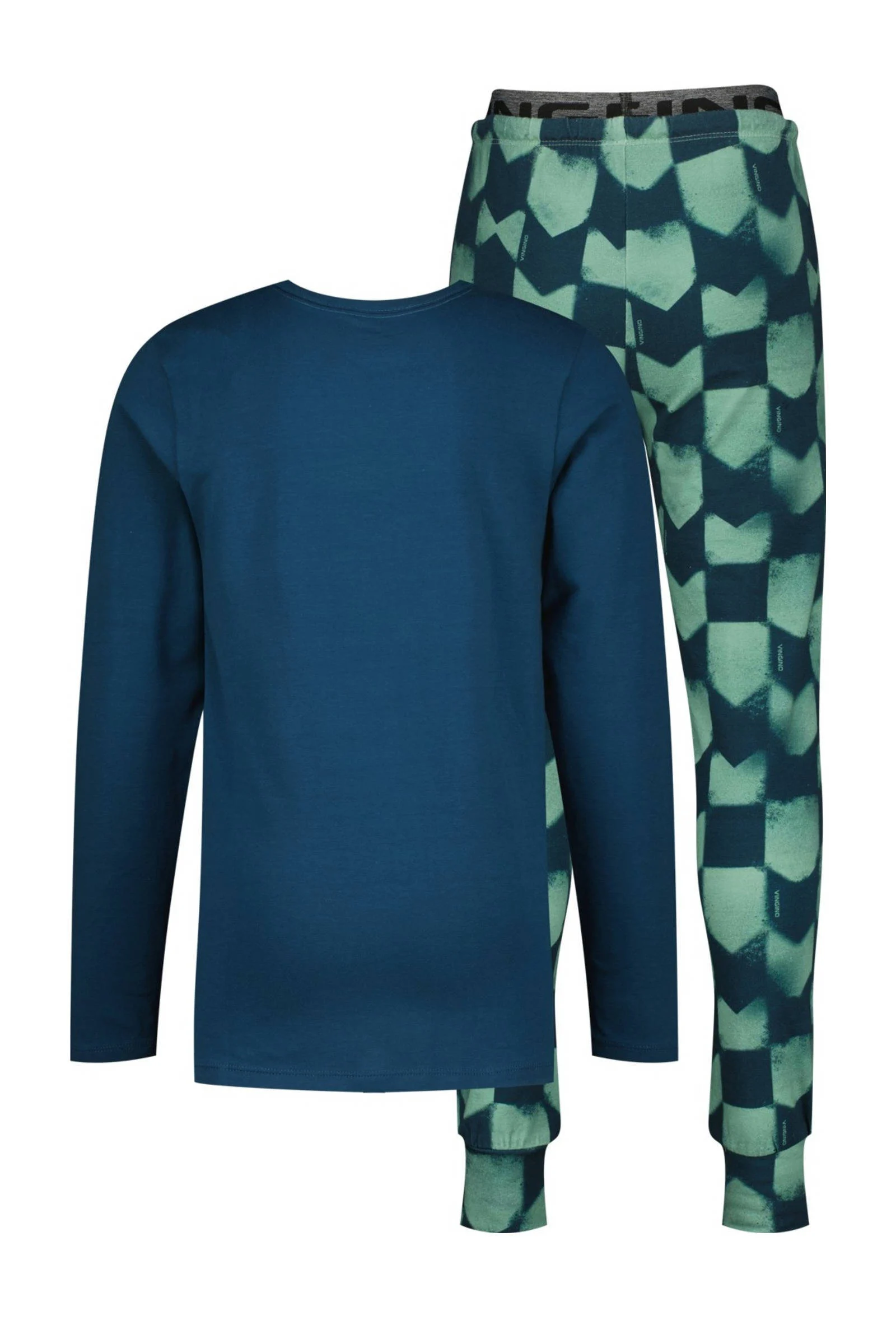 Vingino pyjama Widar met all over print blauw/groen
