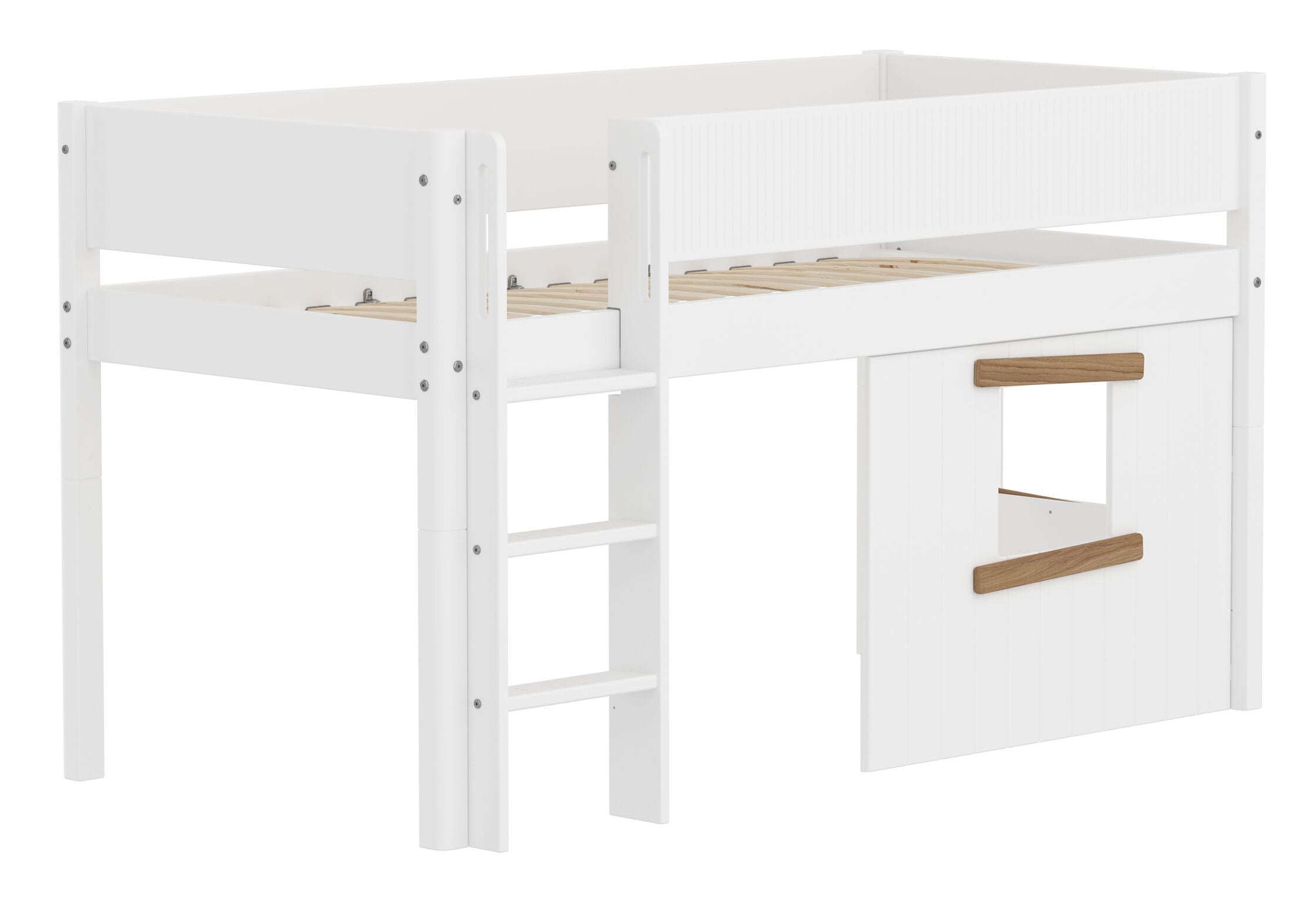 Flexa WHITE Halbhochbett mit Baumhaus - Weiss / B: 109.0 cm x T: 210.0 cm x H: 120.0 cm