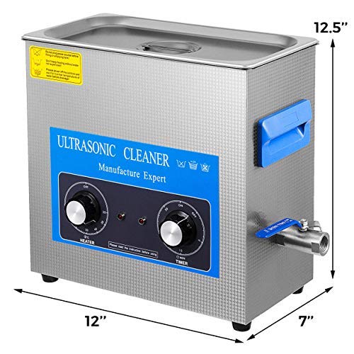 VEVOR Knob Control Ultrasonic Ultraschallreiniger 6,5 L, Ultraschall Reinigungsgerät 220 V, Ultraschallreiniger mit Heizung, Schmuckreiniger Ultraschall 40 kHz, Digitaler Ultraschallreiniger 300 W