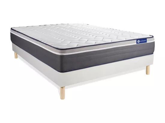 Ensemble matelas ACTIFLEX PLUS 200x200 Ressorts ensachés+Mémoire de forme Maxi épaisseur 7zones confort + sommier KIT blanc