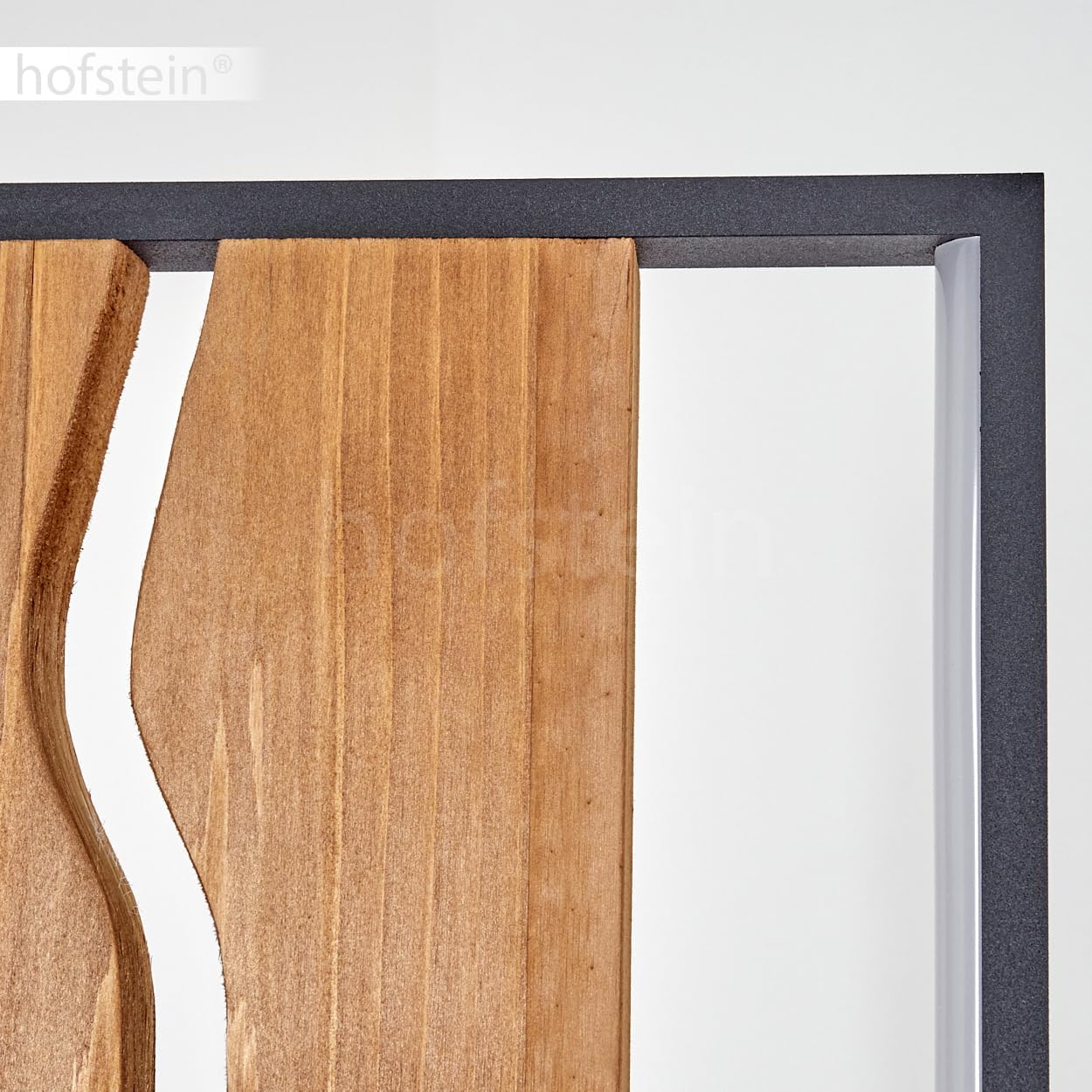 LED Stehleuchte Terre, Stehlampe aus Metall/Holz/Kunststoff in Schwarz/Naturfarben/Weiß, Retro/Vintage-Design mit Schirm aus Holz, Höhe 120, 18 Watt, 2300 Lumen, 3000 Kelvin