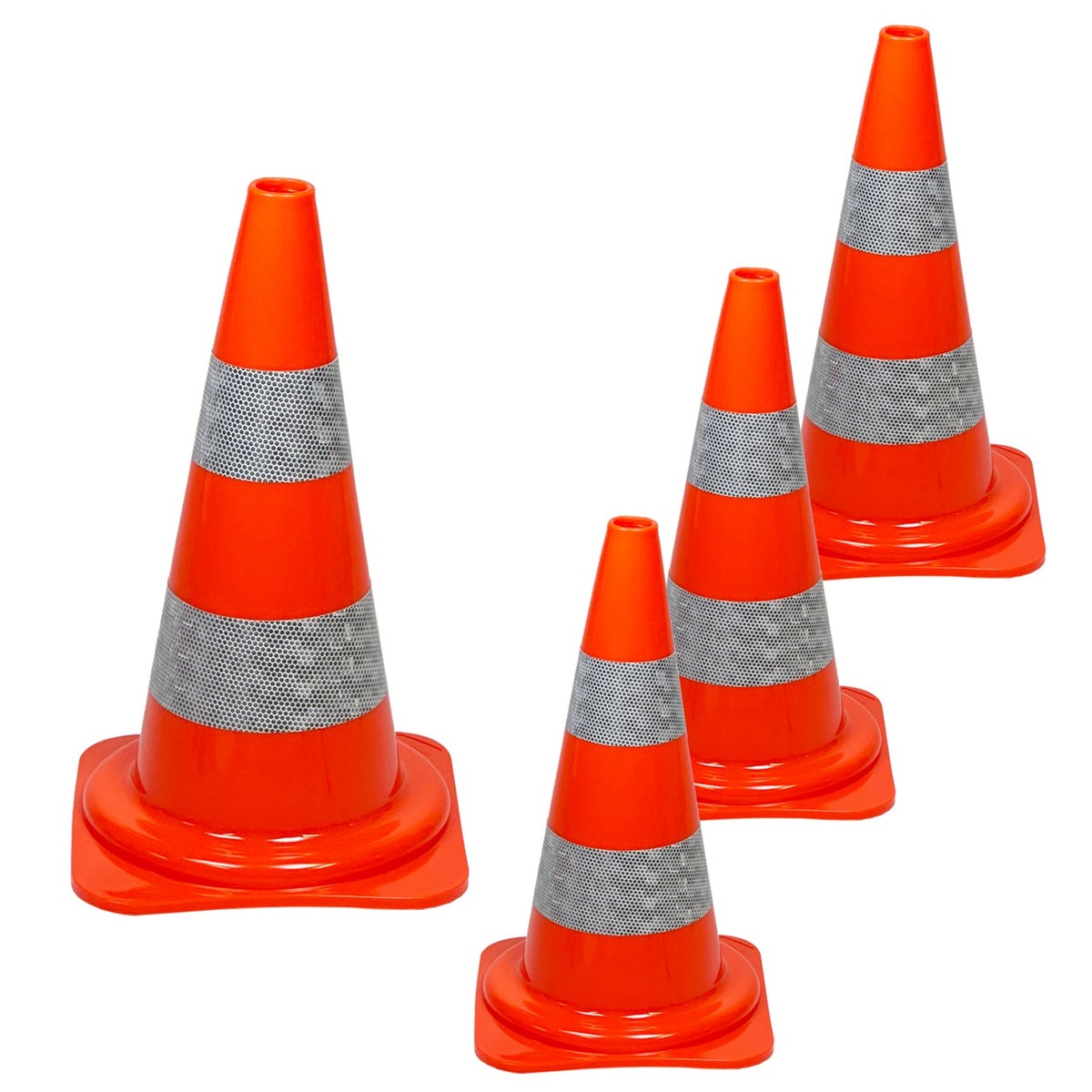 UVV PVC Verkeerskegelset 4 x Afzetkegels | Oranje | Hoogte 50 cm - Voordeelverpakking / met RA2/C foliestrips