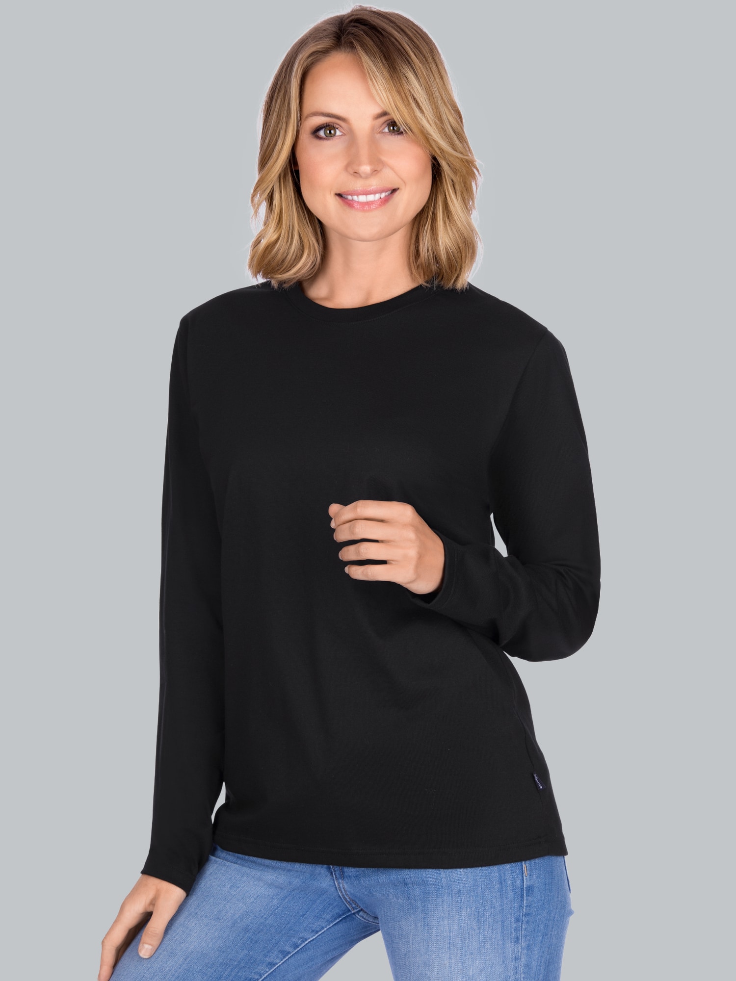 Langarmshirt aus 100% Baumwolle Schwarz