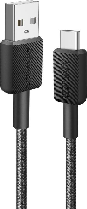 Anker 322 Gevlochten USB-A naar USB-C Kabel 0.9M Zwart