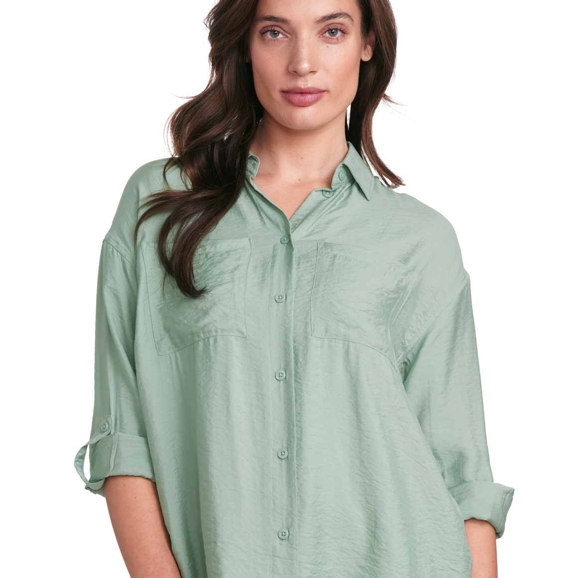 Gina Collection Damen Longbluse mit Kentkragen salbei