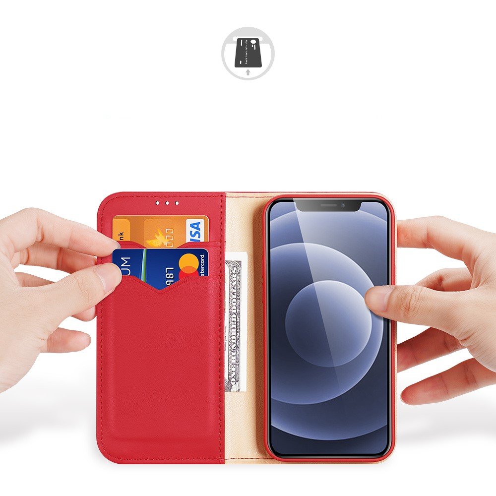 iPhone 13 Flip Wallet Cover Echtleder Tasche (RFID Schutz) - Rot