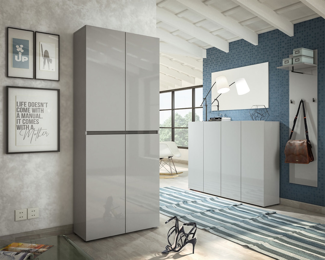 Schuhschrank VERONA 160 x 115 cm Grau Lack
