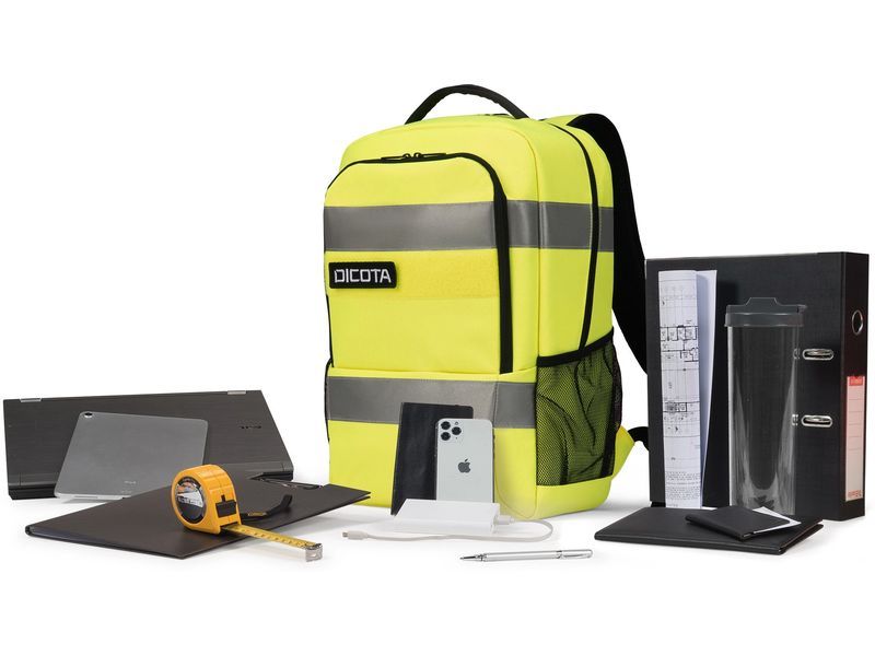 DICOTA Rucksack Hi-Vis 24 l – Gelb Maximale Sichtbarkeit und Arbeitssicherheit für den Outdoor-Einsatz