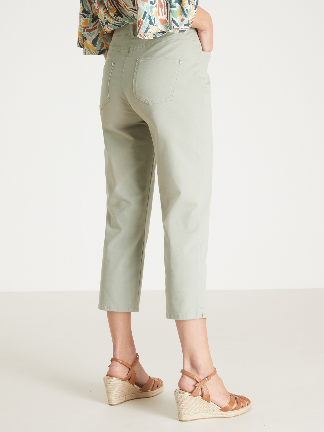Pantalon corsaire en toile extensible