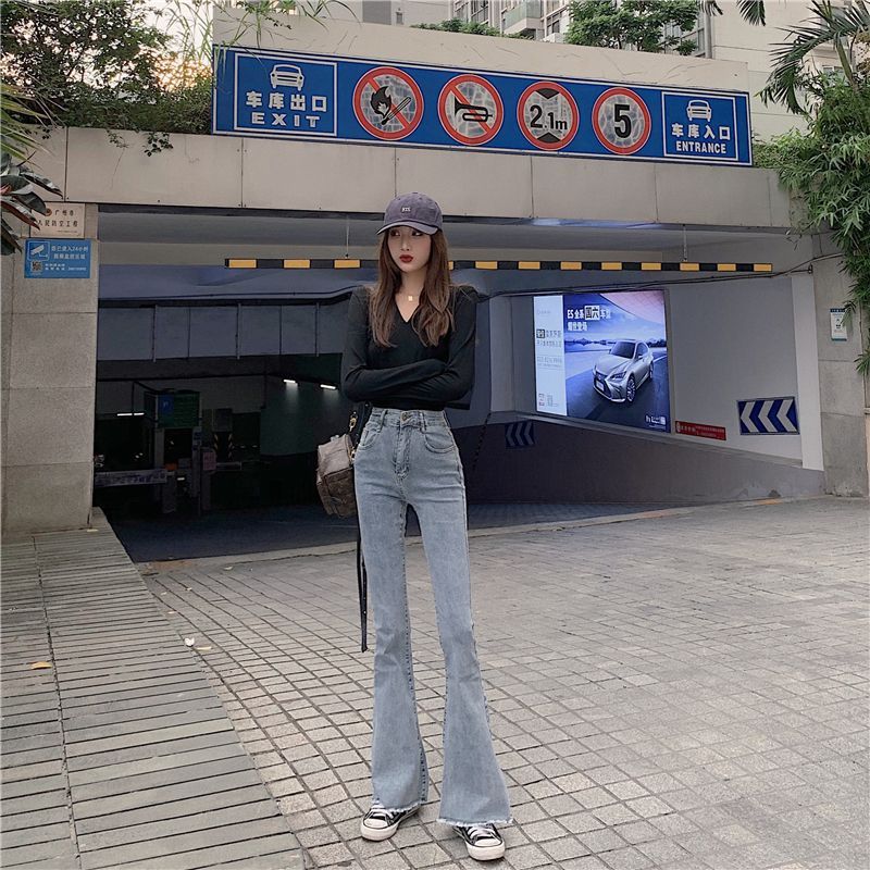 Girls Supply - High Waist Washed Boot-Cut Jeans