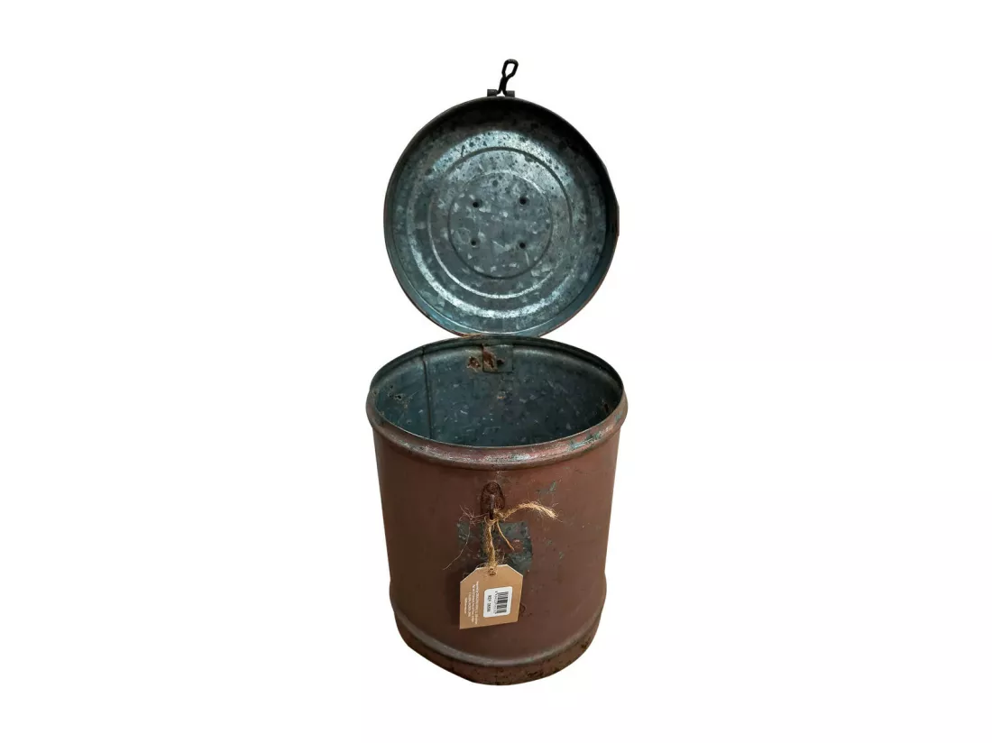 Bidon en metal marron 23x23x29h