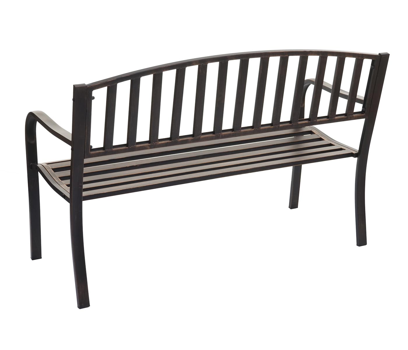 Gartenbank MCW-F43, Bank Parkbank Sitzbank, 2-Sitzer pulverbeschichteter Stahl ~ Vintage bronze