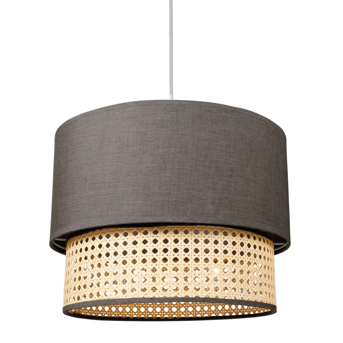 Suspension ronde cannage (D35 cm) Holly Gris foncé