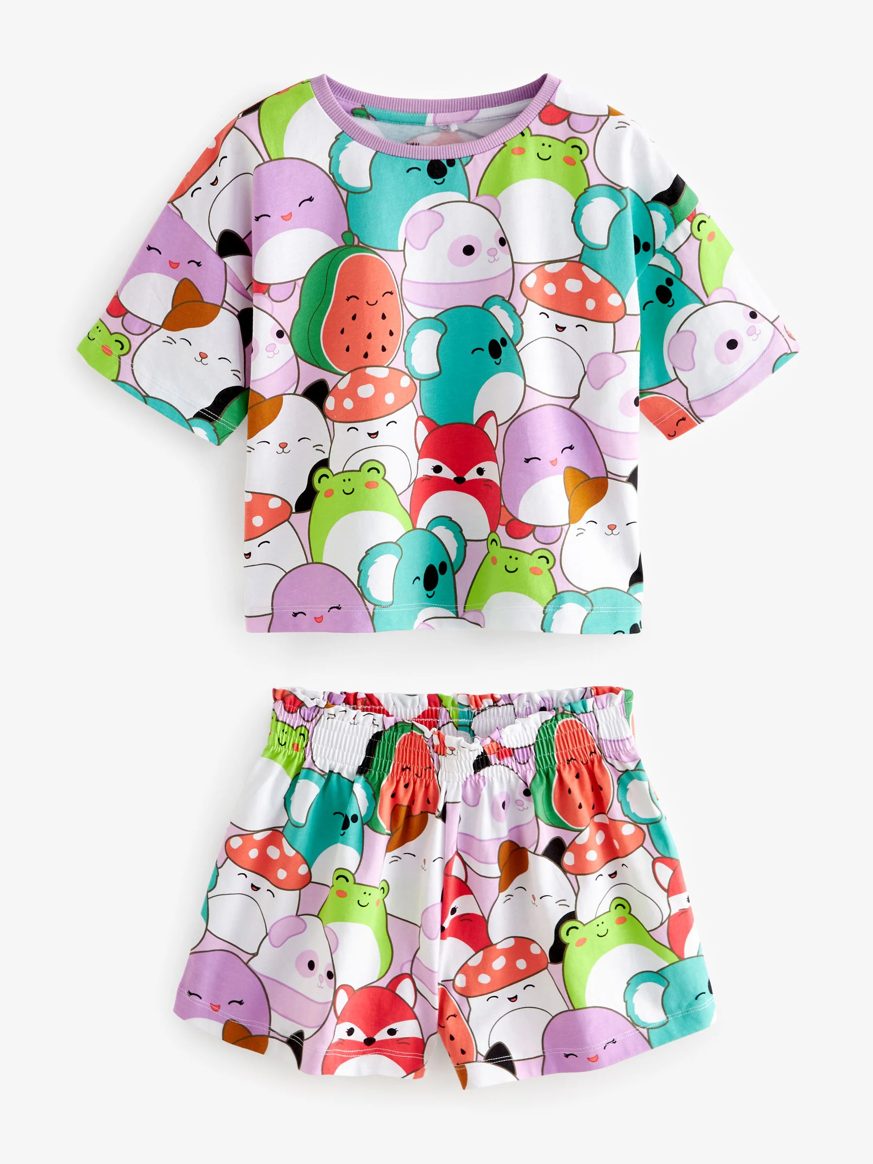 Roze/groen - Squishmallows 100% katoenen shortpyjama's 2 pack (5-14jaar)