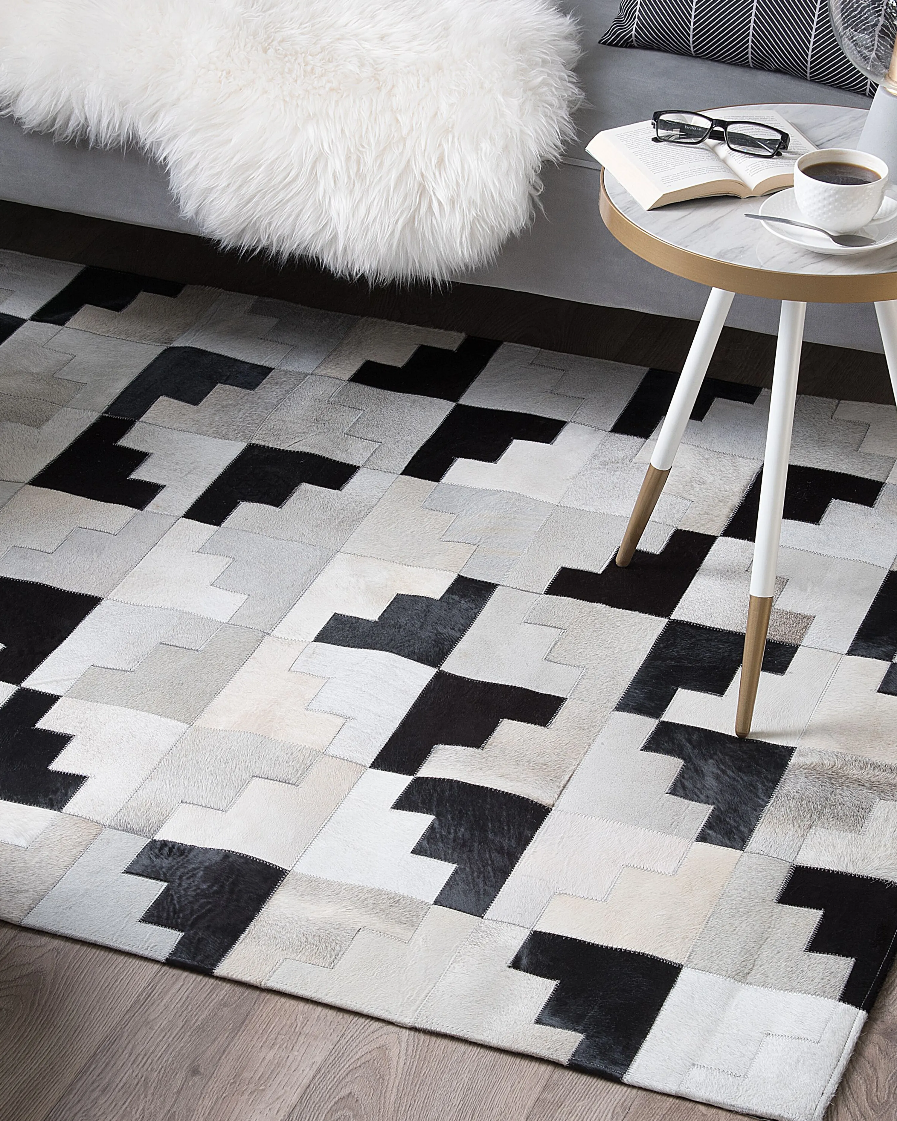 Vloerkleed EFIRLI Grijs 160 x 230 cm Leer