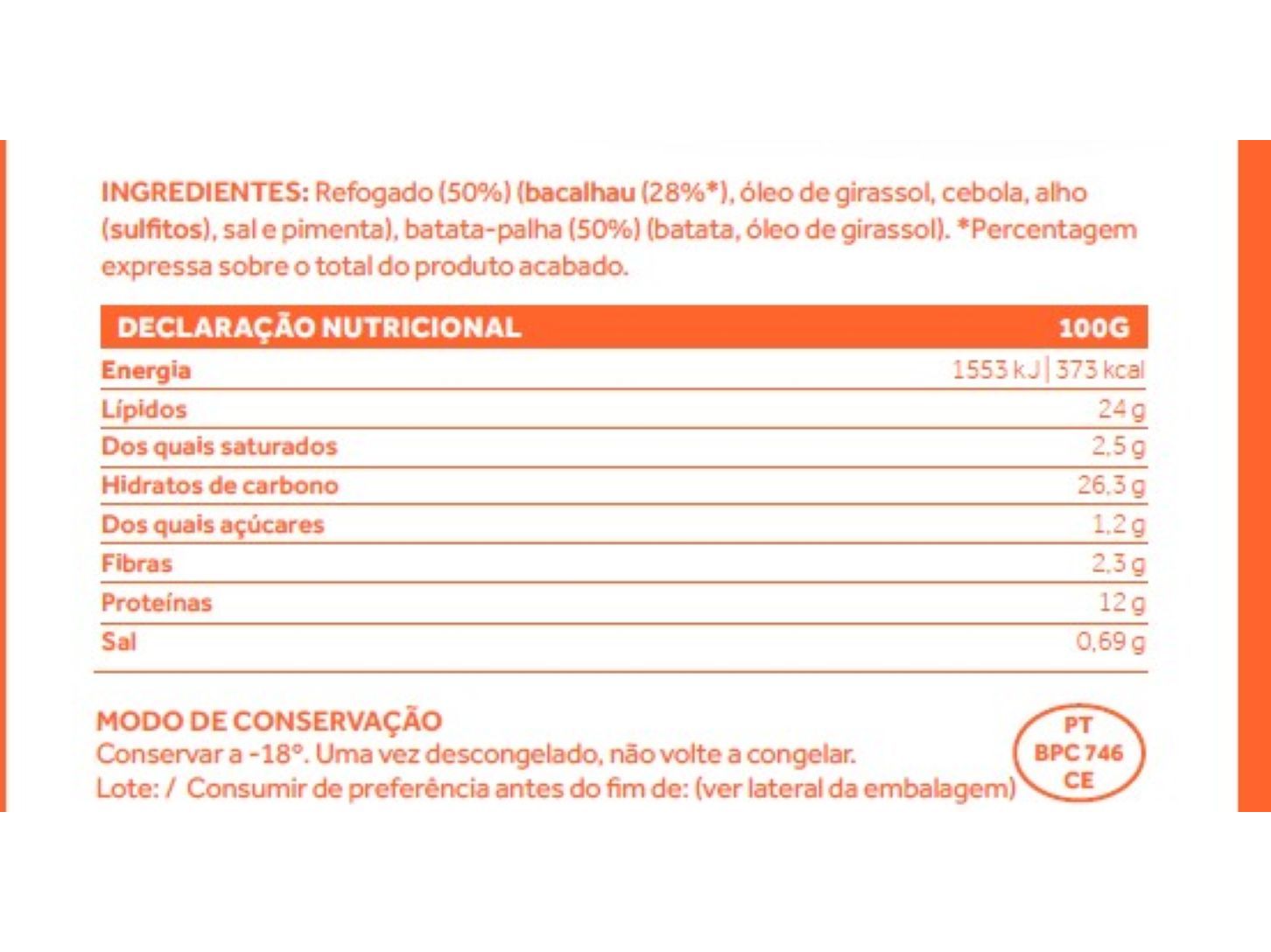 BACALHAU À BRÁS FASTER ULTRACONGELADO 300G