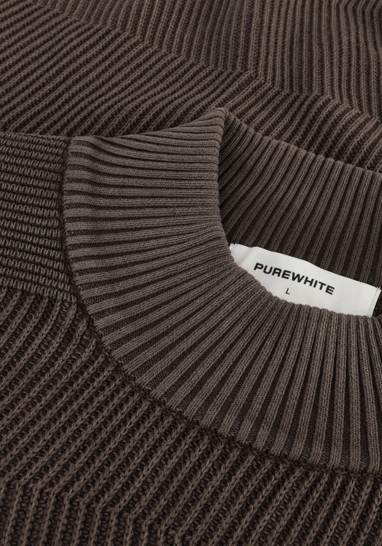 PUREWHITE bruine purewhite trui jaquard washed mockneck