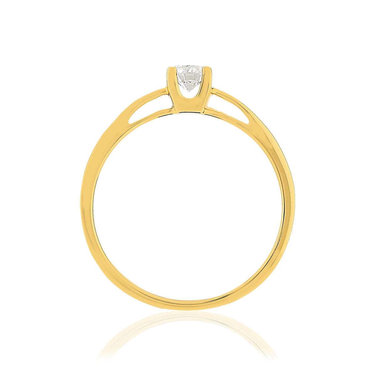Solitaire or 750 jaune diamant synthétique 0,25 carat