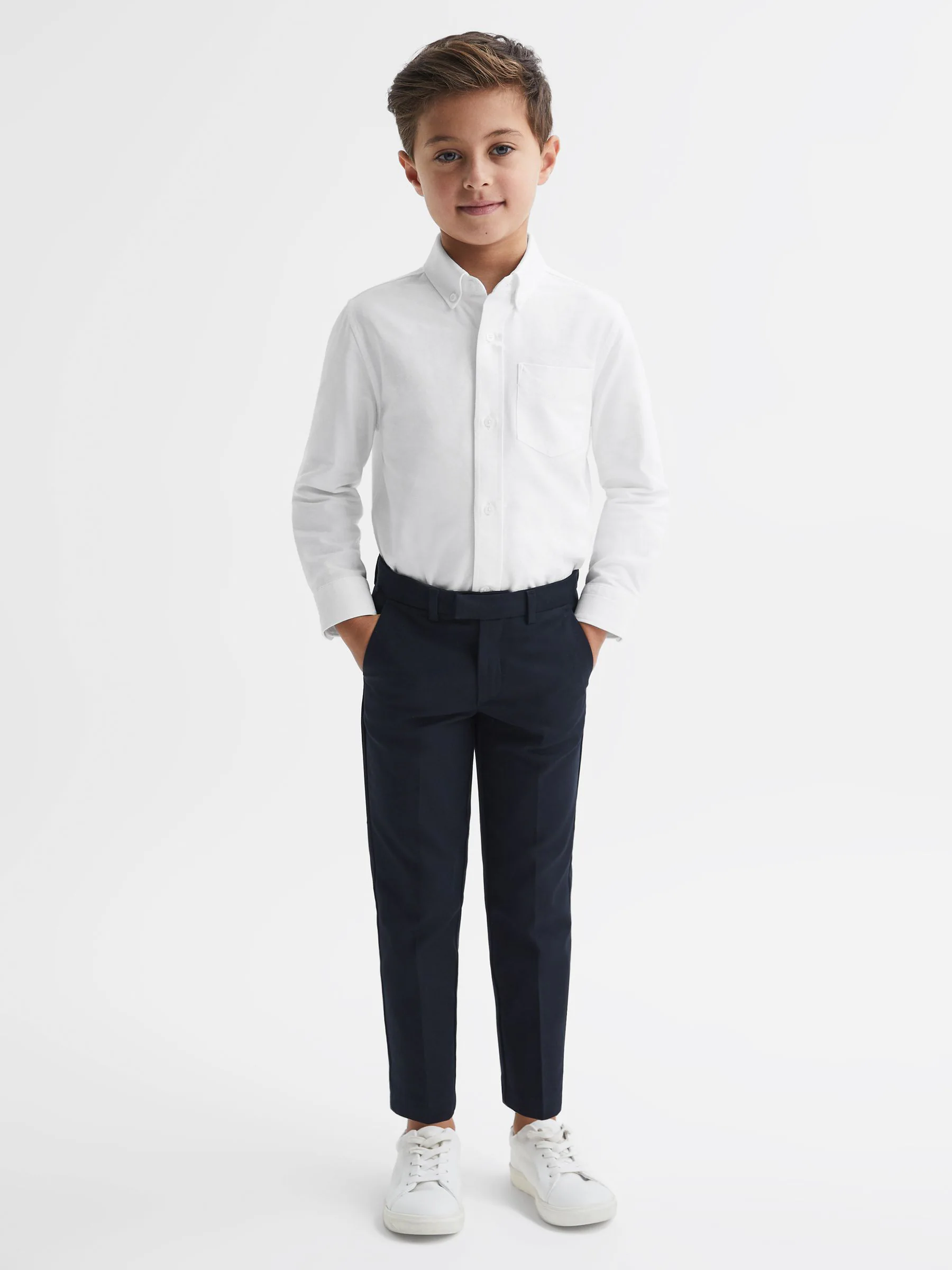 Wit - Reiss Greenwich Oxford overhemd met knopen
