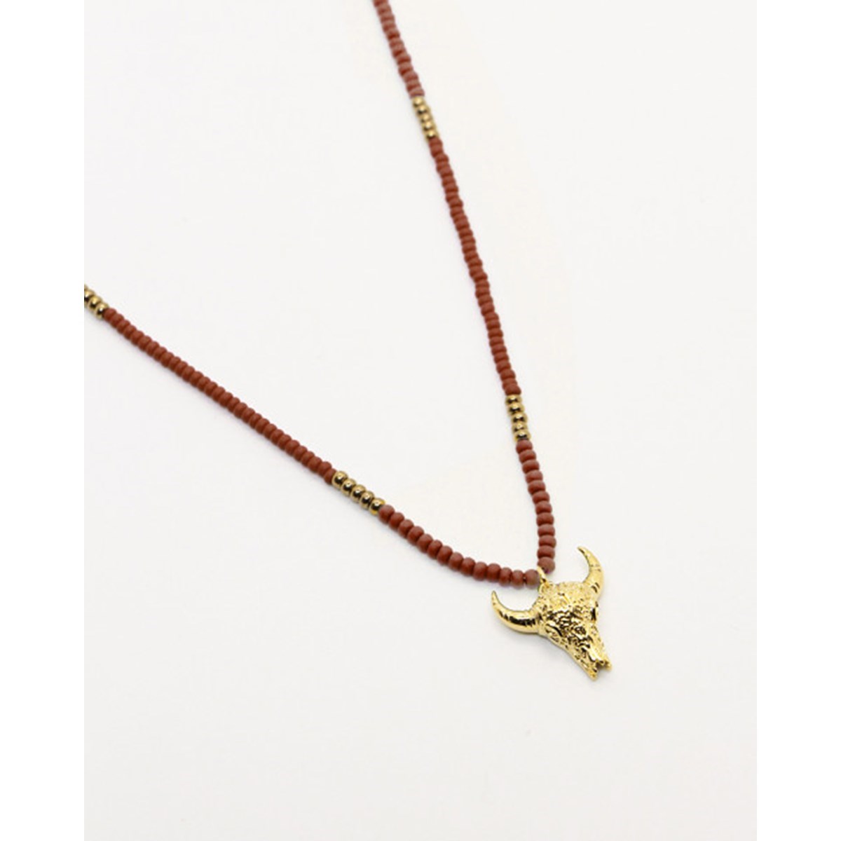 Collier perles terre de sienne taureau or fin 24k ARIZONA