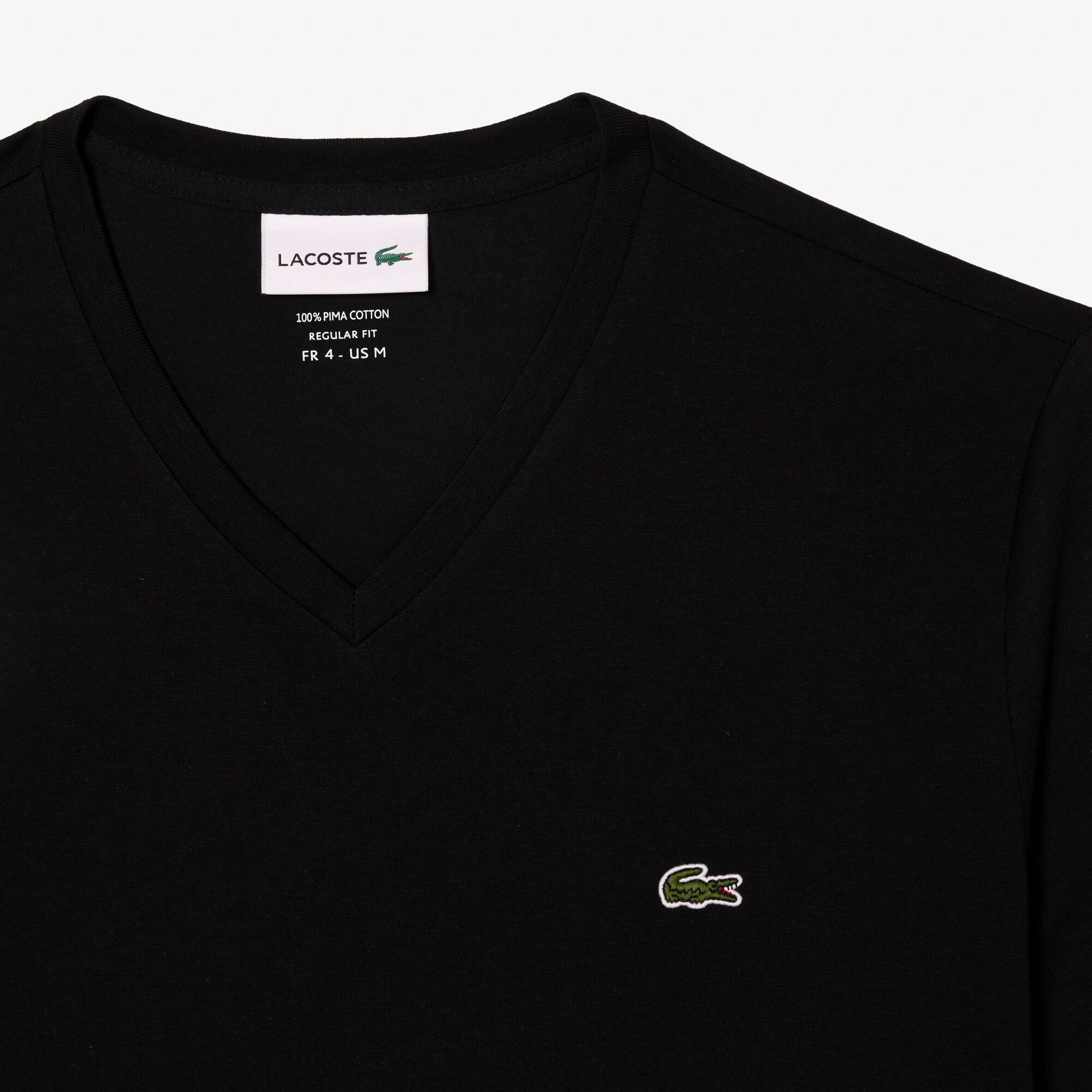 Herren-Shirt aus Pima-Baumwolljersey mit V-Ausschnitt T-Shirts - Schwarz - Lacoste - Herren