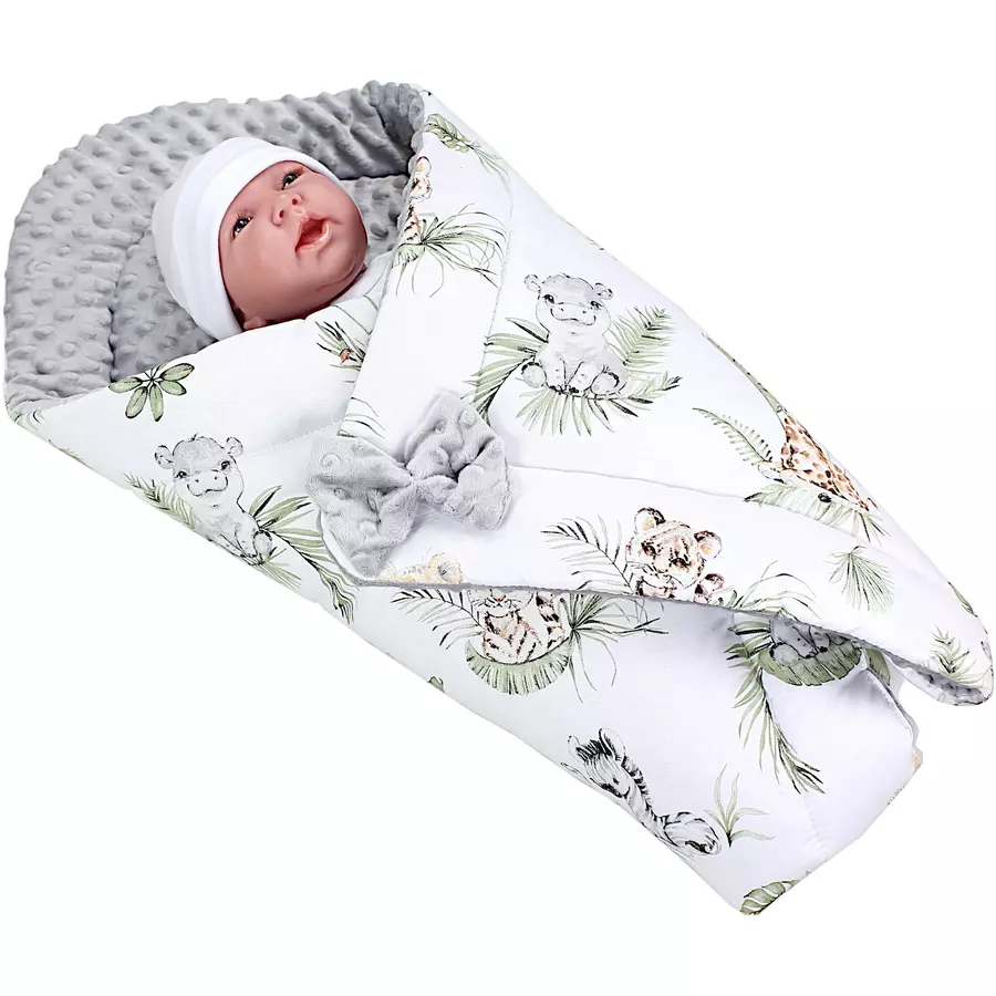 TupTam Baby Winter Einschlagdecke Warm Wattiert Minky grüngrau