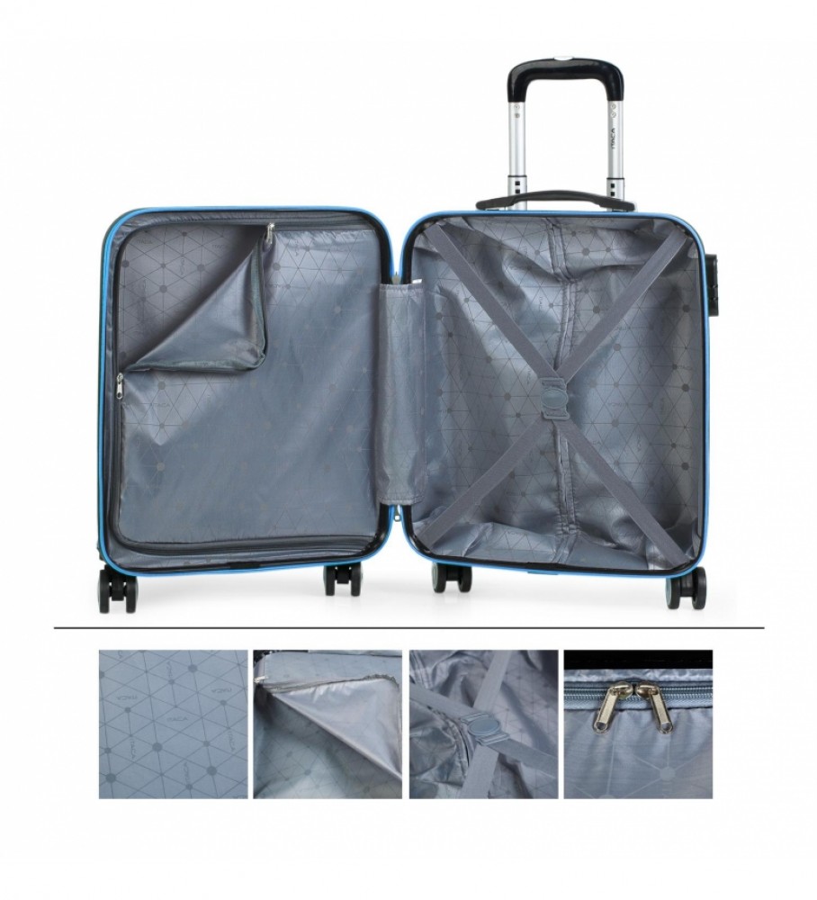 Mala de cabine com rodinhas ITACA em ABS T71650 Azul - 55x40x20cm -