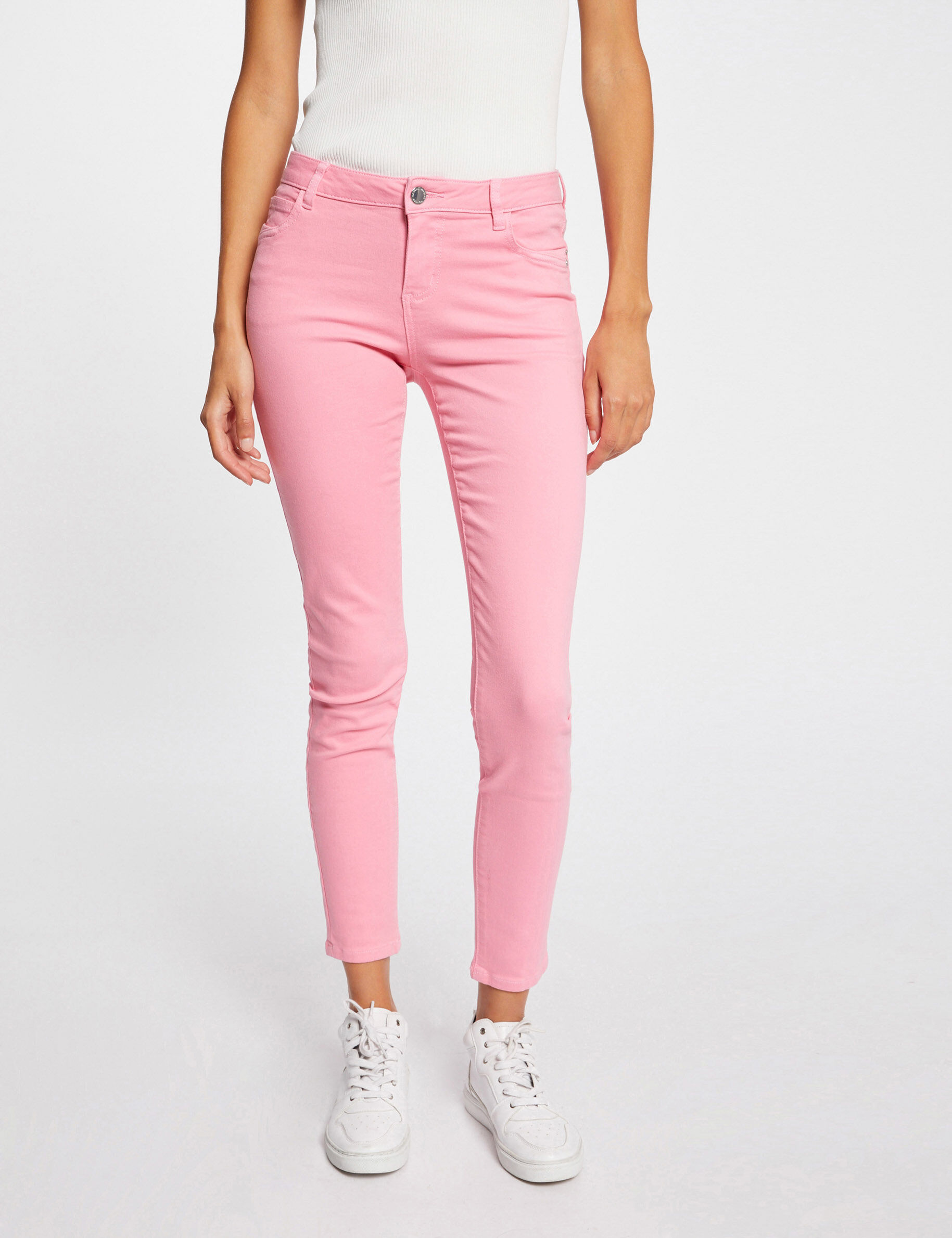 Jeans skinny taille basse rose moyen femme - rose_moyen
