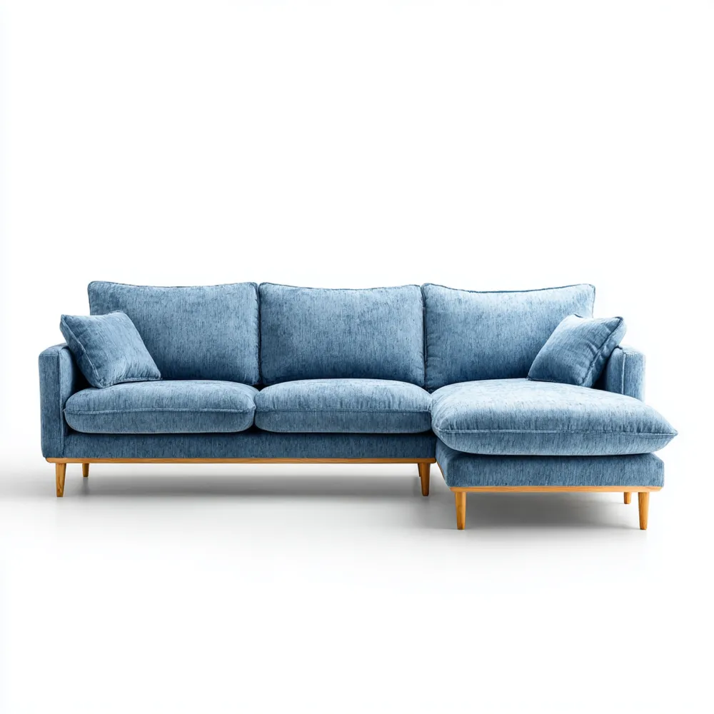 Ecksofa Stoff 250x85x160 cm - Blau - Modernes Design