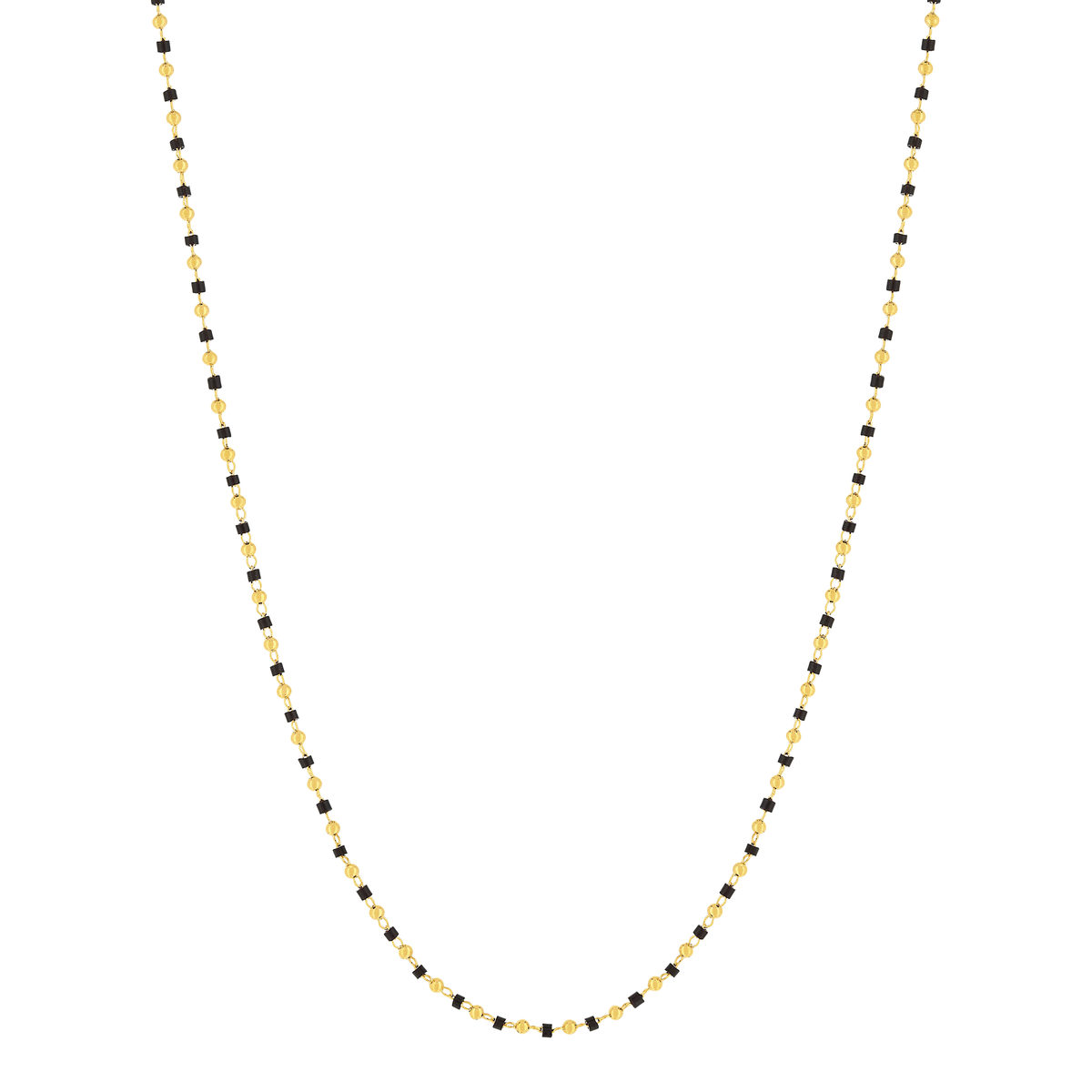 Collier plaqué or perles imitation noires 45 cm