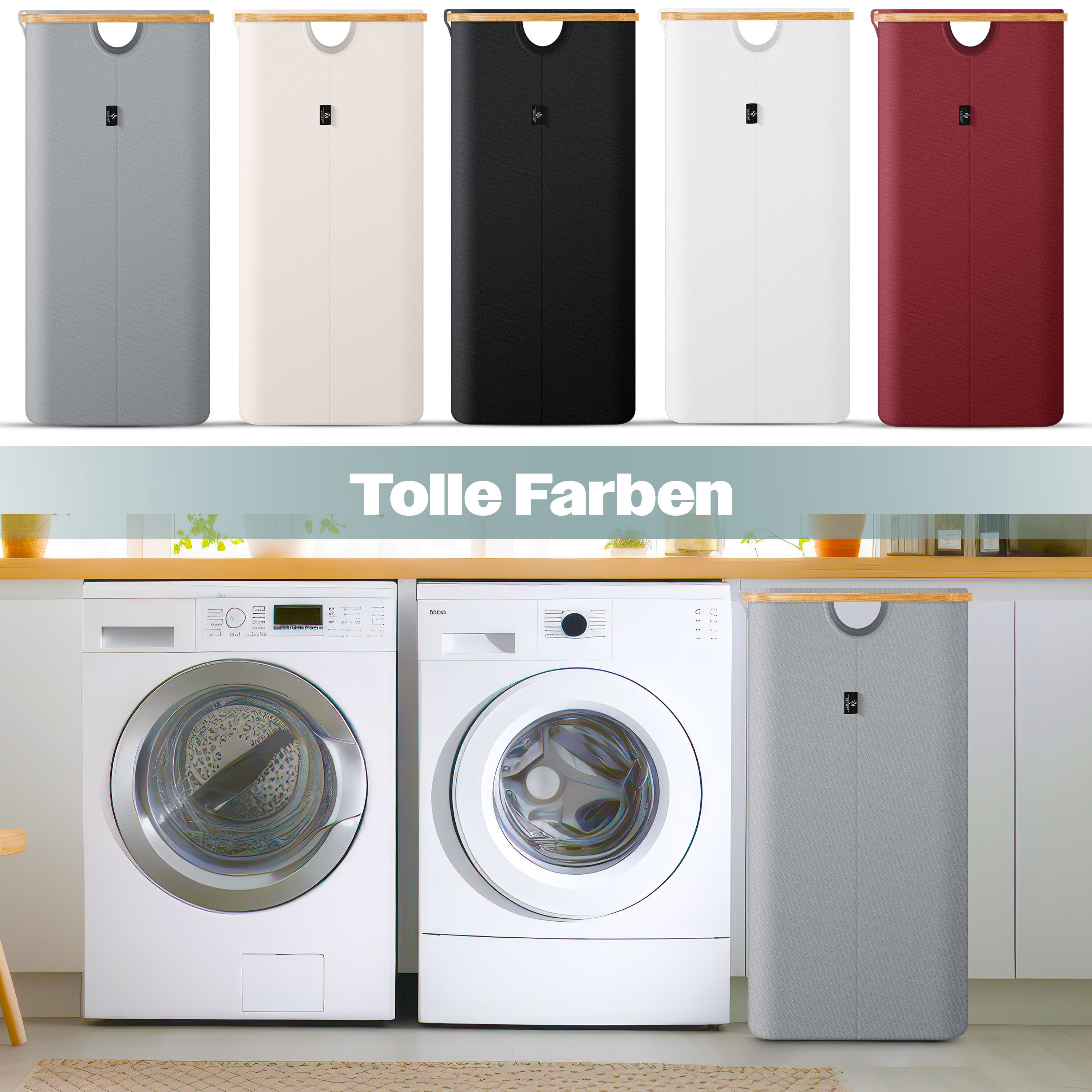 KESSER® Wäschekorb mit Deckel faltbar Wäschebox Wäschetruhe Wäschetonne | Wäschesammler mit herausnehmbaren Wäschesäcke | Laundry Baskets Wäschesortierter inkl. Waschhinweisen