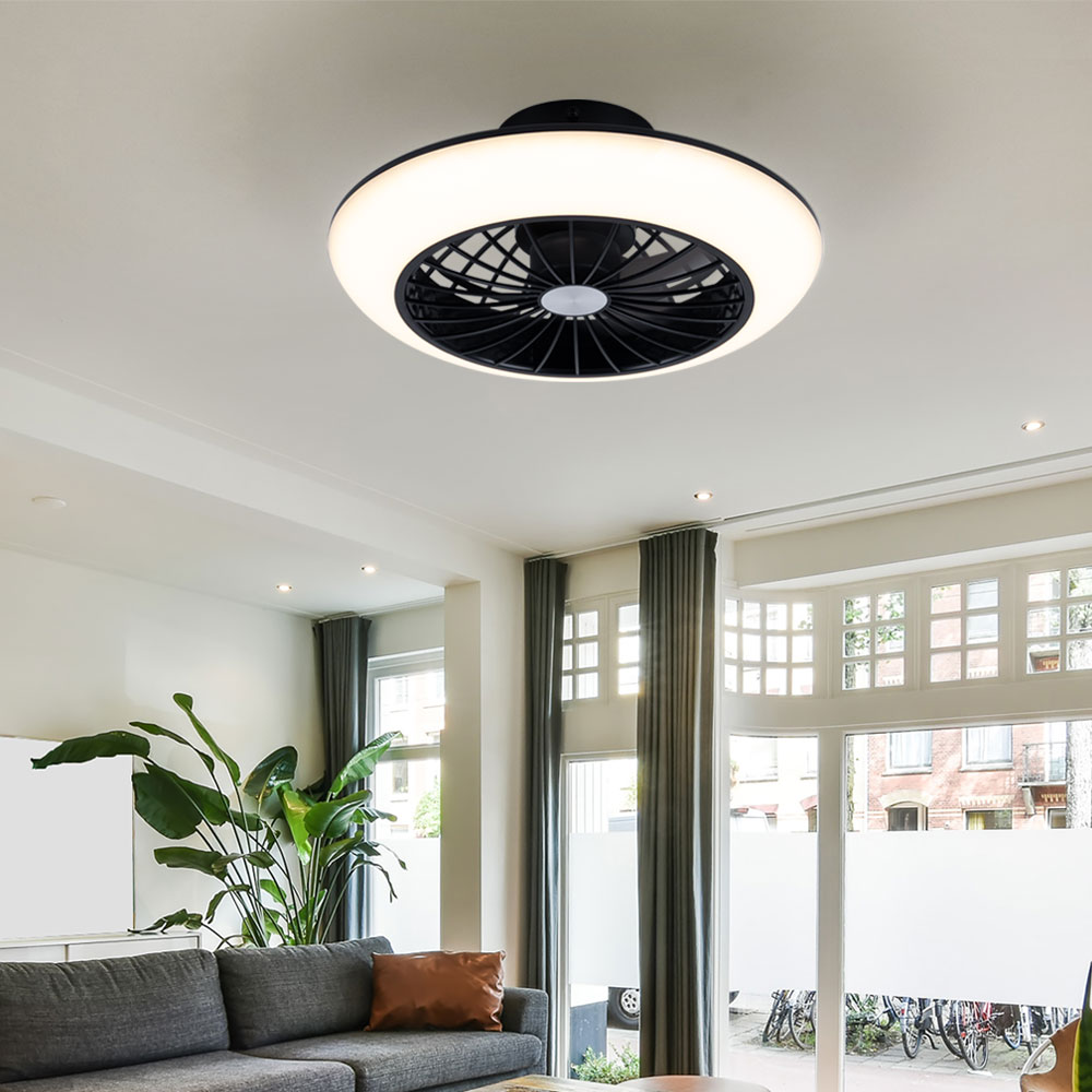 LED Deckenventilator, Memory, schwarz, kühlend, D 30cm