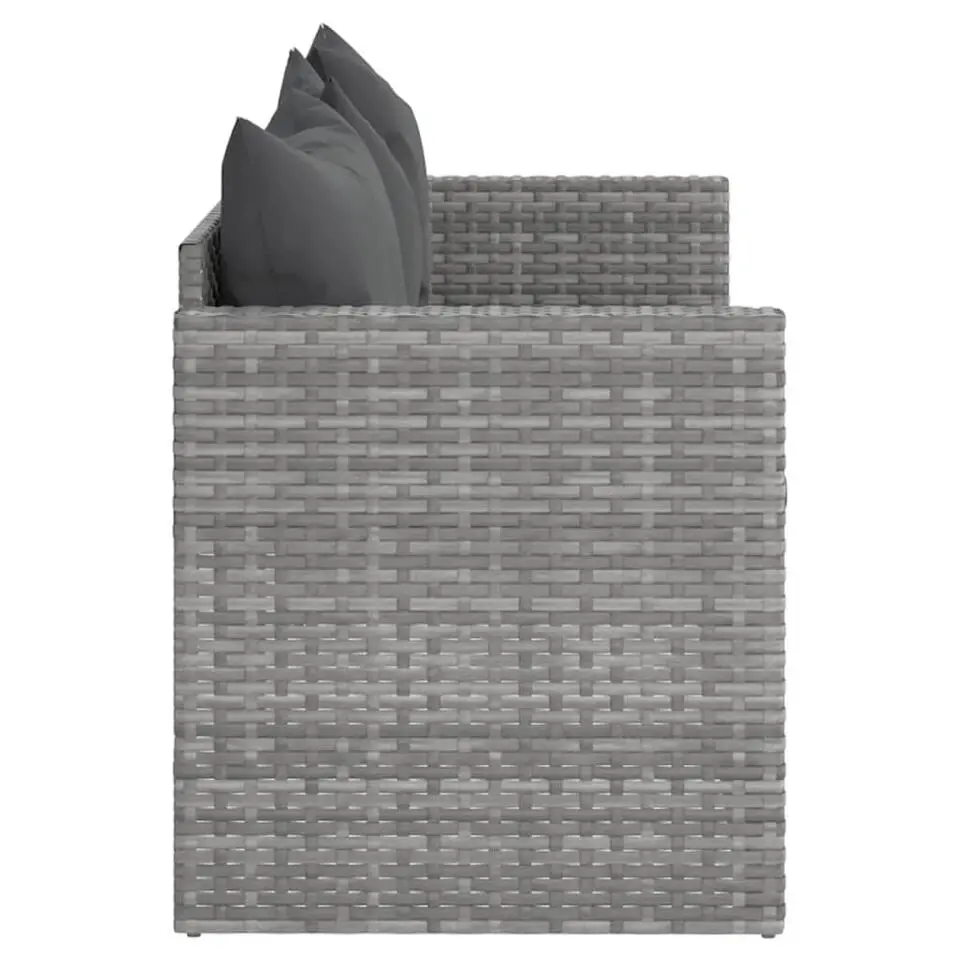vidaXL - Tuinbank 3-zits - Grijs - Poly rattan - Met kussens