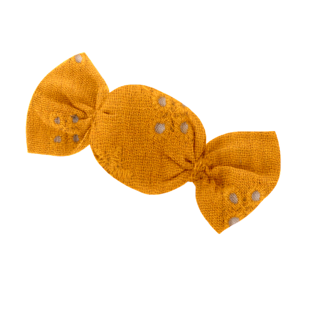 Petite Barrette Mini Bonbon Gaze Dentelle Ocre
