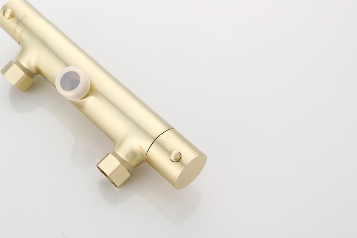 Saniclear Brass opbouw regendouche geborsteld messing / mat goud 20cm hoofddouche staaf handdouche