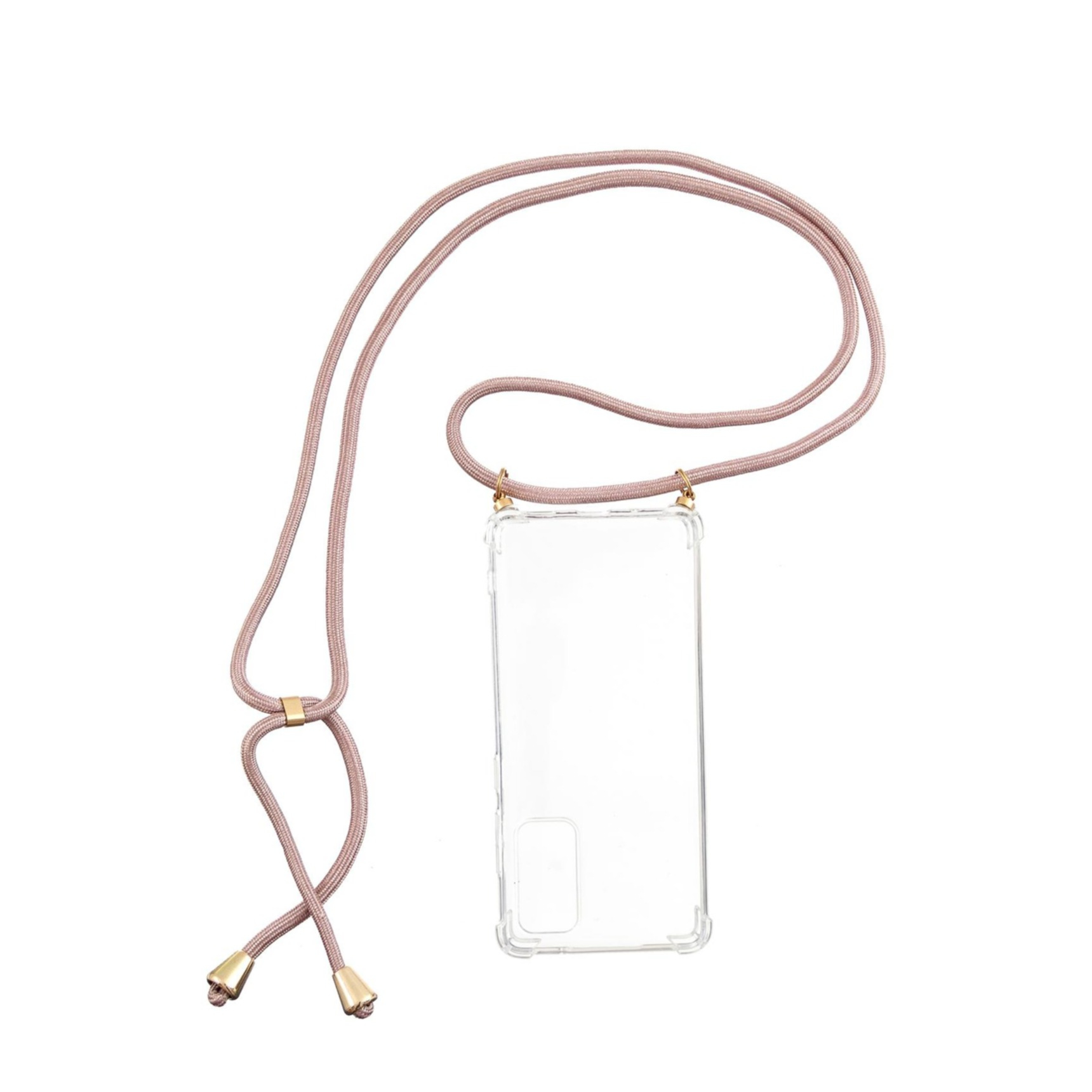 Samsung Galaxy S21 FE 5G Necklace Gummi Hülle Air Cushion Fallschutz   Handykette (150cm) - Roségold / Gold