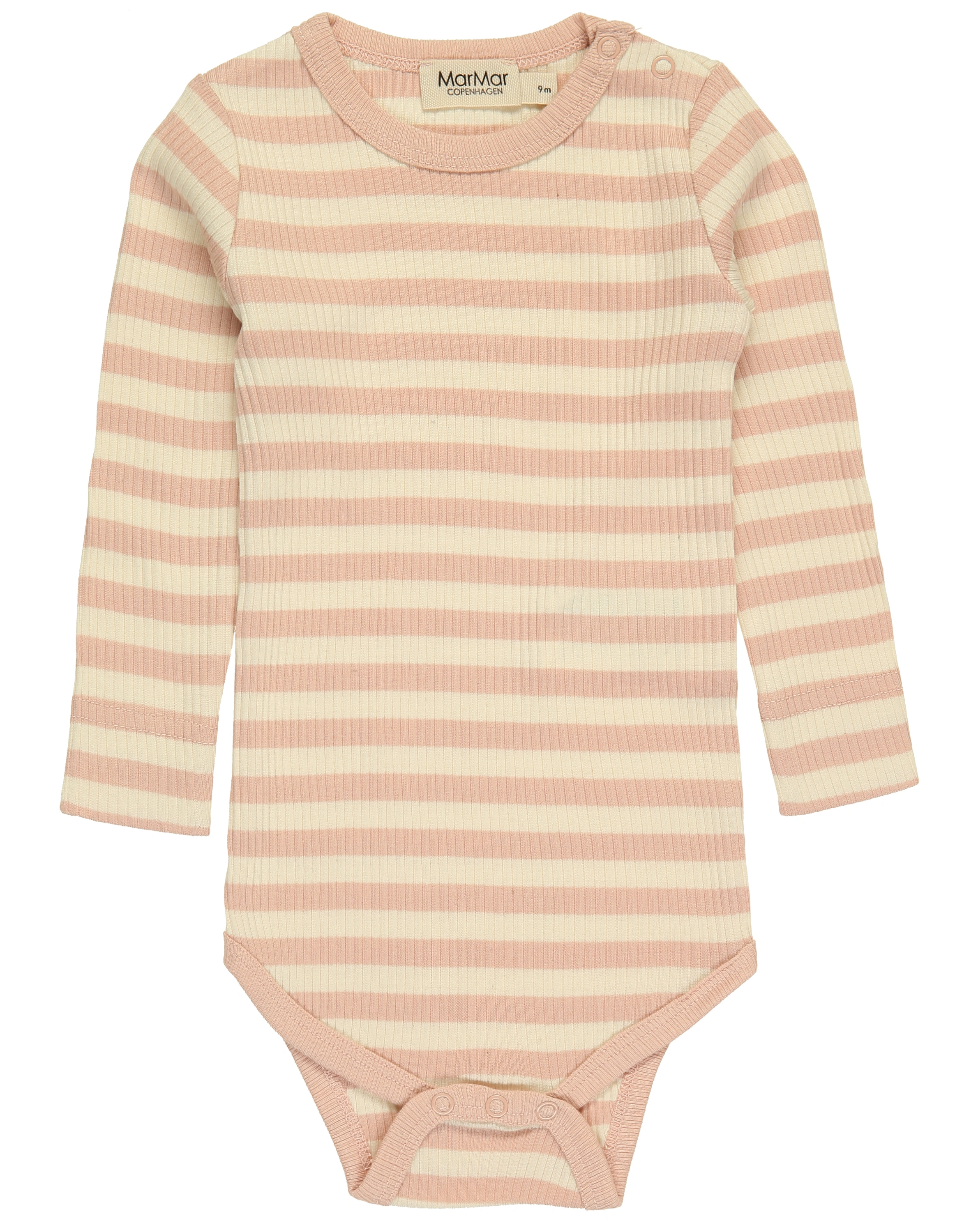 Langarmbody RIB STRIPE in rose/offwhite