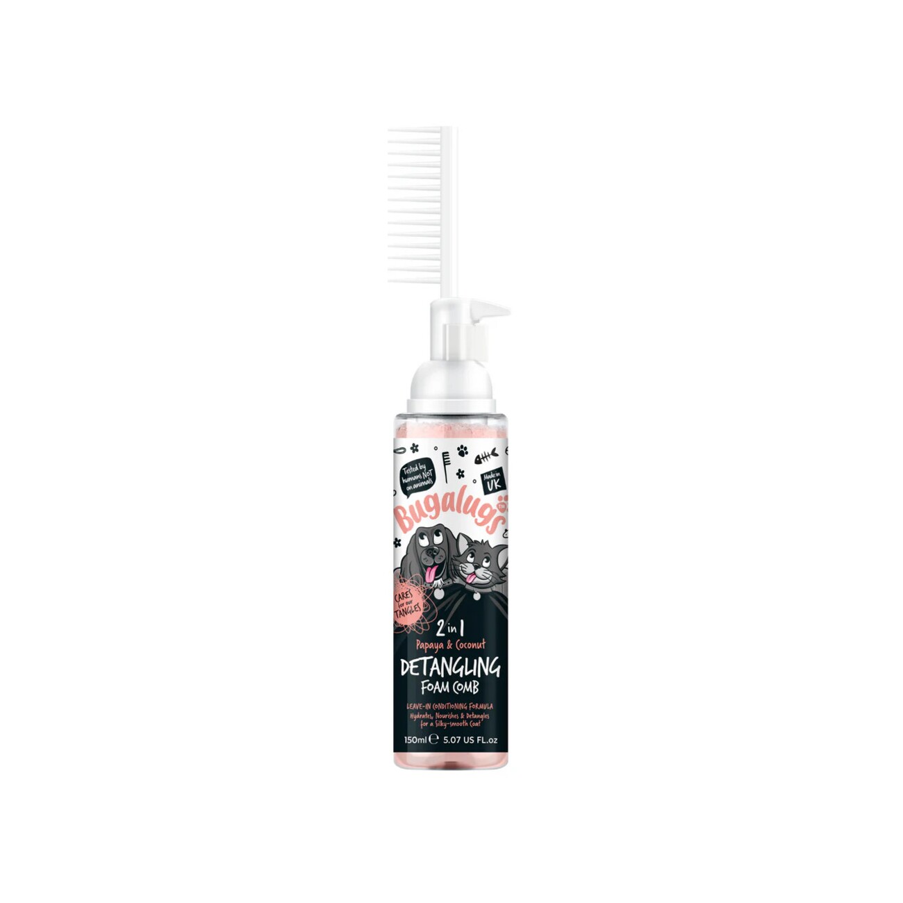 Bugalugs Fellentwirrungsschaum mit Kamm Papaya & Kokosnuss 150 ml