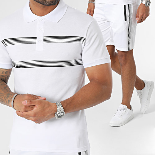 Ensemble Polo Manches Courtes Et Short Jogging Blanc