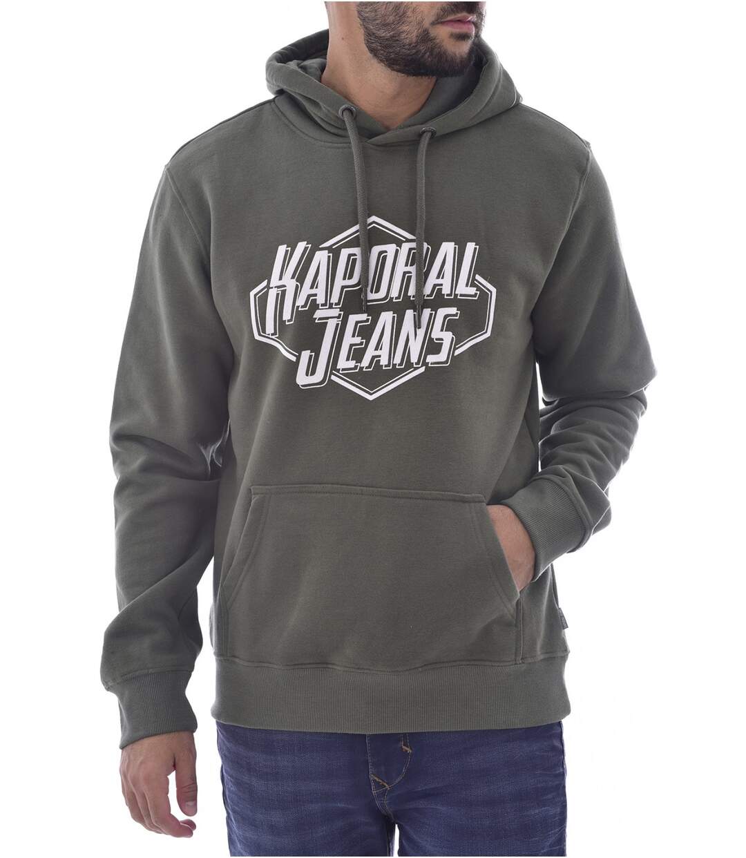 Sweat à capuche molletonné à gros logo  -  Kaporal - Homme