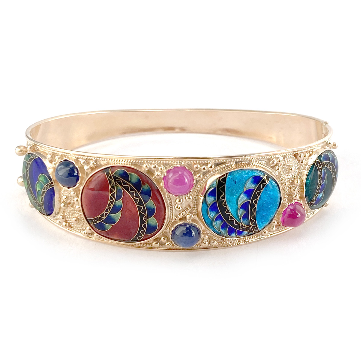 Bracelet d'occasion or 585 jaune pierres imitations