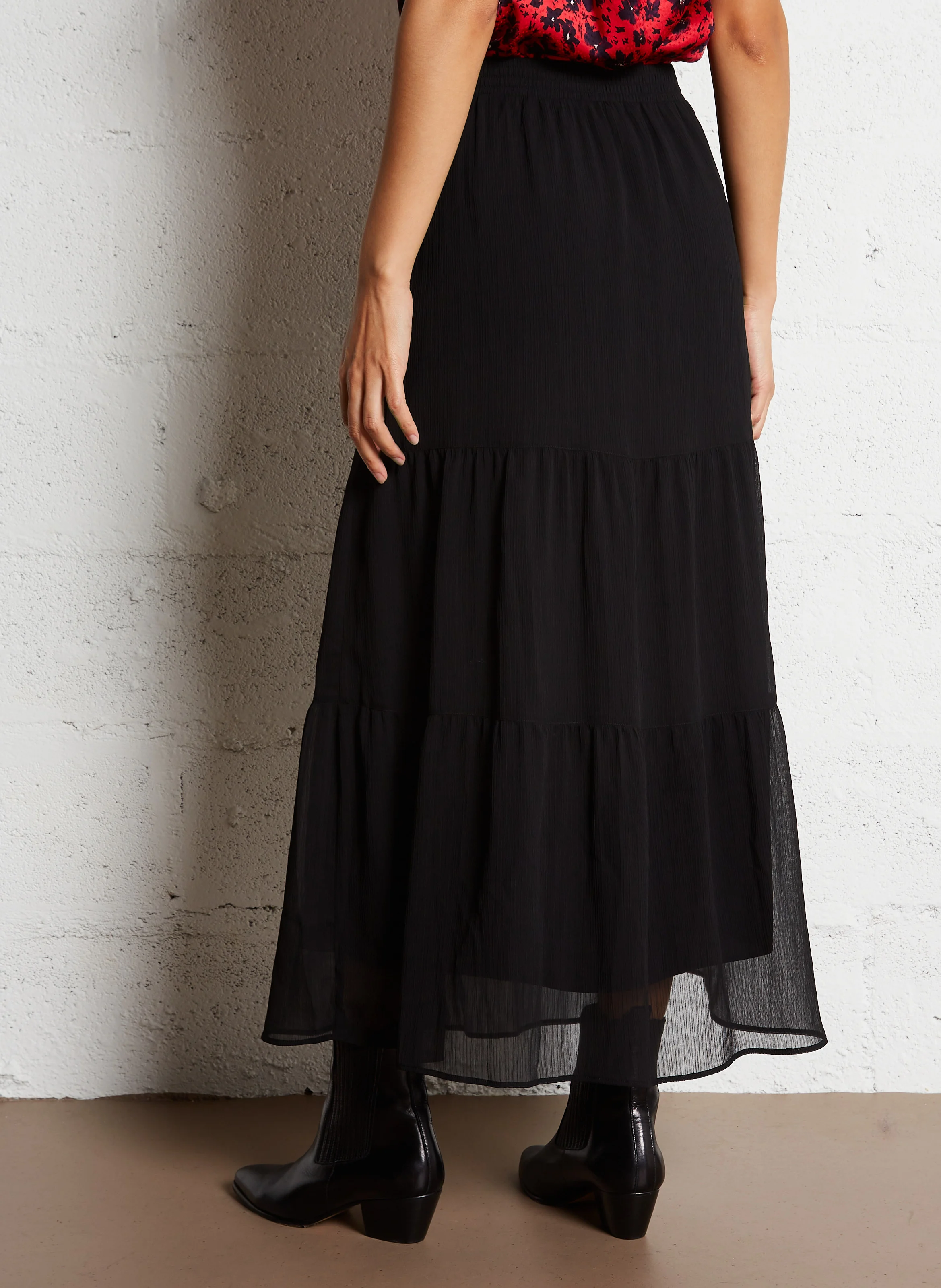 Jupe midi droite | Noir