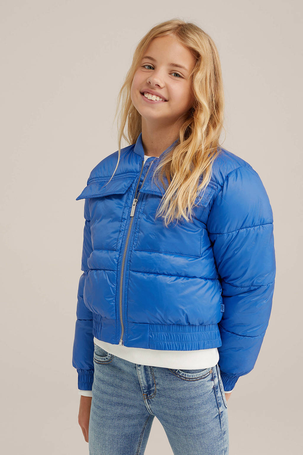 WE Fashion gewatteerde winterjas blauw