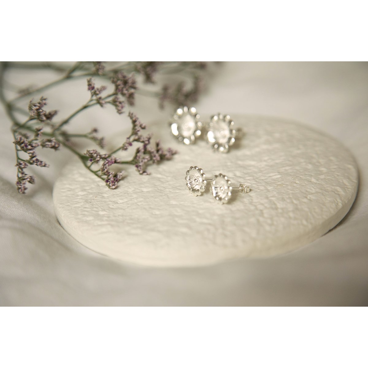 boucles d'oreilles puces fleurs plaqué argent - THÉIA