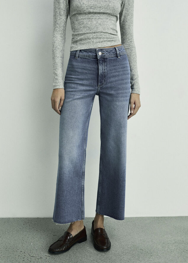 MANGO Catherin culotte high-rise jeans Open blue