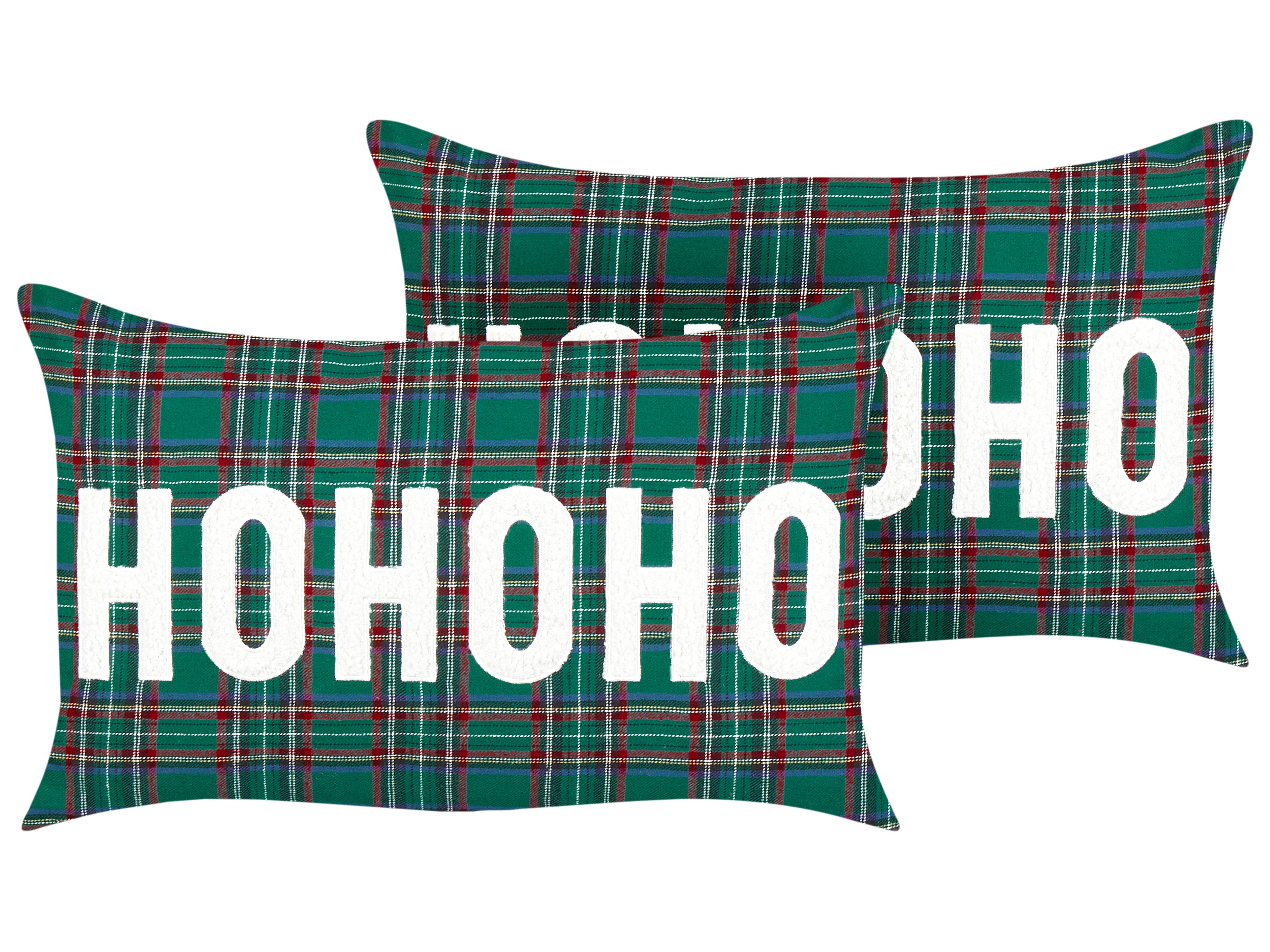 Set van 2 sierkussens JOYCANDY 30 x 50 cm Groen kerstmotief