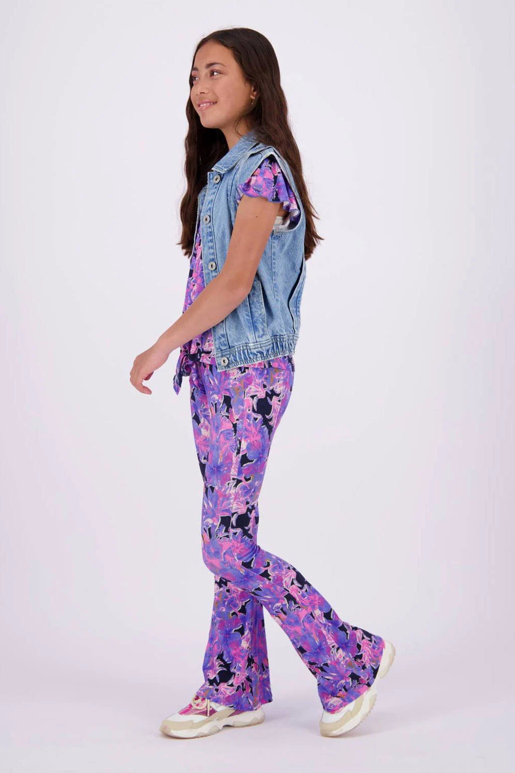 Vingino T-shirt met all over print paars/donkerblauw